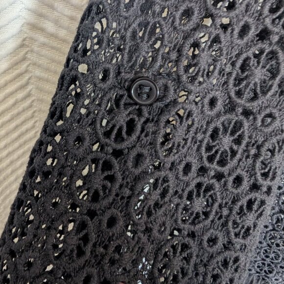 Echo New York Black Cotton Crochet Swim Cover-up Size Medium Beach Vacation Pool - Picture 7 of 10